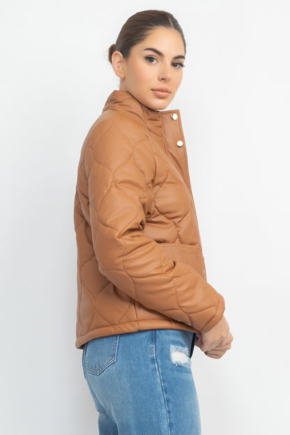 Mock Neck Quilted Jacket